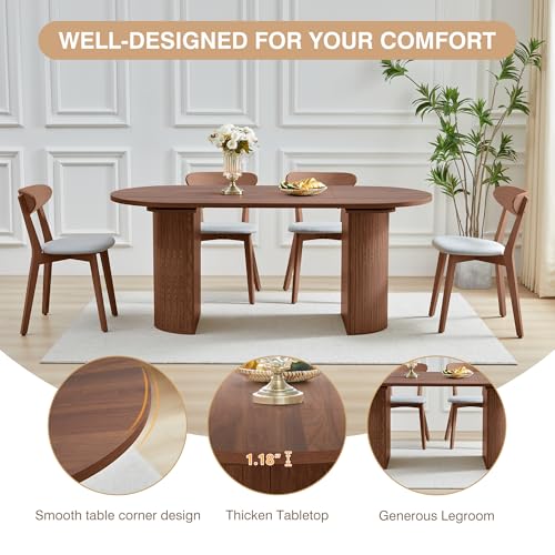 70-Inch Oval Dining Table, Modern Farmhouse Kitchen Table for 4-6 People