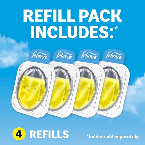 Febreze Trash Can Air Freshener Odor Fighter Refills, Fresh Lemon, 4 Pack