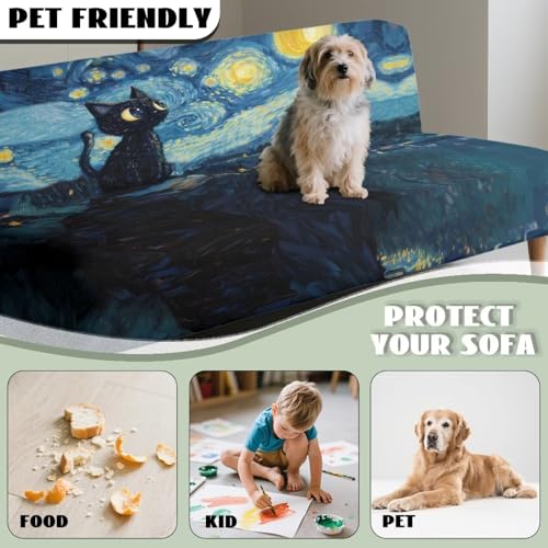 Cat Starry Sky Futon Cover - Non-Slip, Washable, Scratch Resistant