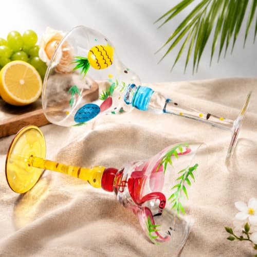 ZAVOOS Set of 2 10oz Hand-Blown Margarita Glasses - Mexican & Tropical Style