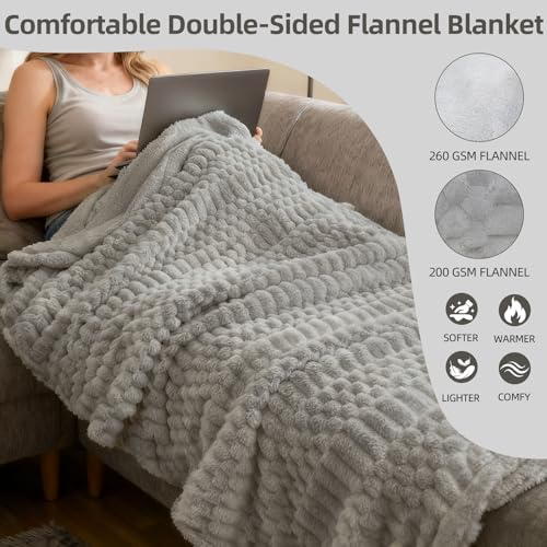 Electric Heated Throw Blanket, 50x60 Flannel Fleece with 12 Heat Levels