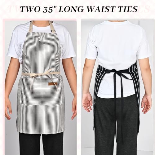 2-Pack Adjustable Kitchen Apron with Pockets – Cotton-Polyester Bib Apron