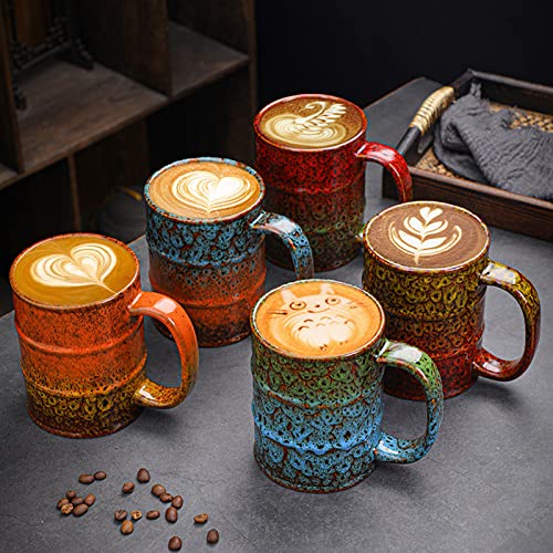 LGQ 20 Oz Ceramic Coffee Mug with Handle - Large Green & Blue Novelty Mug, Dishwasher & Microwave Safe