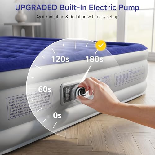 Self-Inflating Air Mattress with Built-In Pump, 18 Inch Twin Blow Up Bed