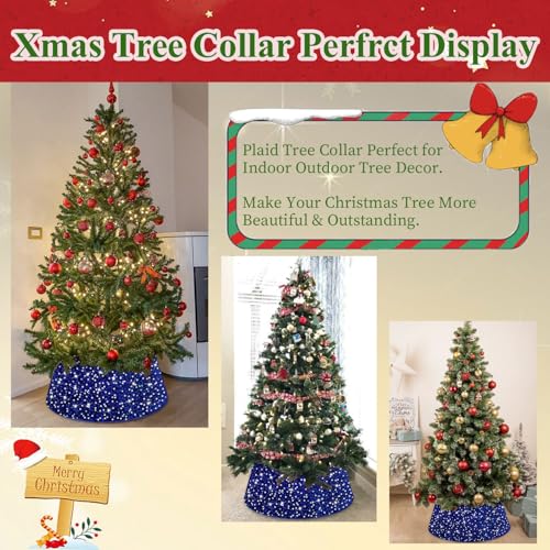 MODFUNS Royal Blue 24 Inch Sparkle Christmas Tree Collar Velvet Sequin Xmas Stand Cover