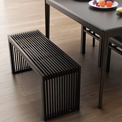 35-Inch Bamboo Entryway Shoe Rack Bench - Slatted Wooden Storage Bench