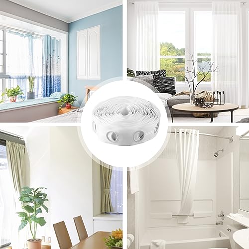 10m Curtain Heading Tape with 60 Grommets, 42mm Round Eyelet Header Strip