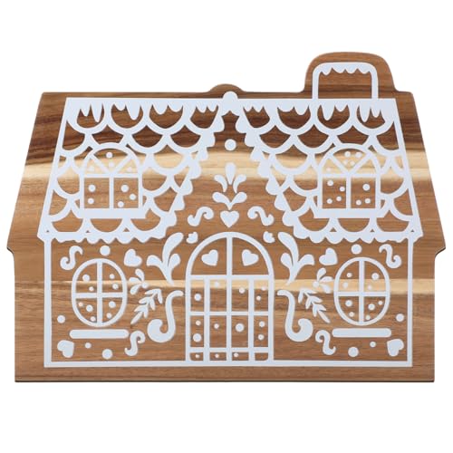 BrightRow Christmas Gingerbread House Cutting Board - Acacia Wood, 16x12.75 inches