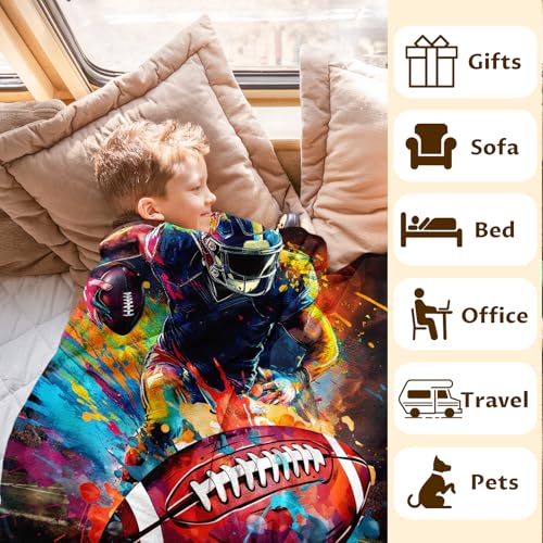 Homexzdiy Brown Kids Blanket 50x60 Inches Cozy Football Throw for Teens & Boys