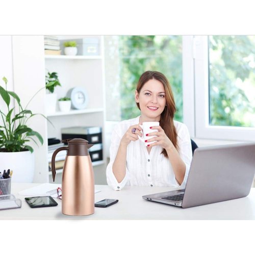 68oz Thermal Coffee Carafe, Stainless Steel Coffee Carafes for Keeping Hot, Airpot Insulated Tea Pot Dispenser for Hot Water, Tea, Hot Beverage - Keep 12 Hours Hot, 24 Hours Cold, Cold