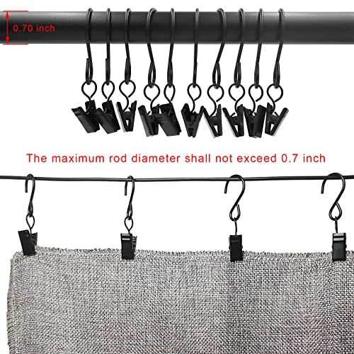 3-Inch Stainless Steel S-Hooks with Clips, 50 Pack Hanging Light Hangers