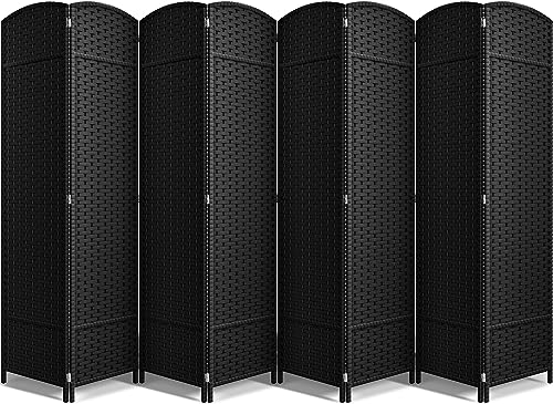8-Panel Foldable Room Divider, 6ft Tall Portable Privacy Screen in Black