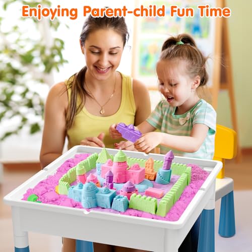7-in-1 Kids Activity Table and Chair Set with 152-Piece Marble Run Blocks