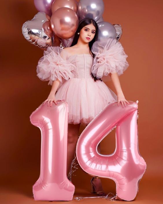 Pastel Pink 40-Inch Large Number Balloons - Perfect for 4th Birthday & Graduation Celebrations