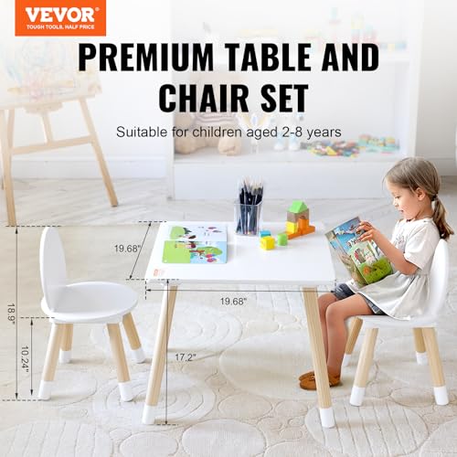 White Kids Table and Chairs Set - Toddler Multi-Activity Play Furniture