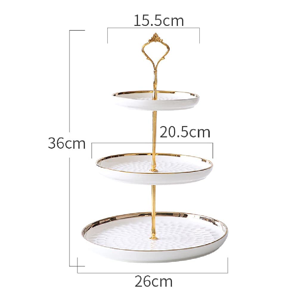 Aebor 3 Tier Round Porcelain Tiered Cupcake Stand, Tiered Serving Stand, Dessert Stand, Serving Tray Platter for Tea Party, Wedding and Birthday (White)