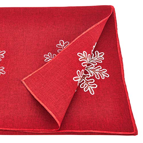 Snowflake Embroidered Table Runner - Red 16x108 Inch Holiday Decor Variation of THIS listing