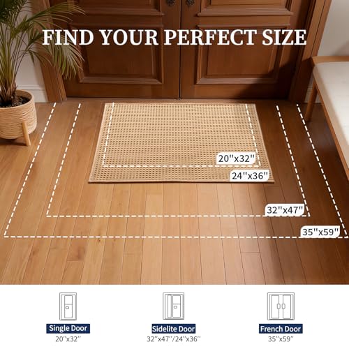 24" x 36" Indoor Entryway Door Mat, Non-Slip Washable Floor Mat - Khaki