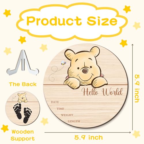 Wooden Newborn Birth Announcement Sign - 5.9 Inch Baby Photo Prop