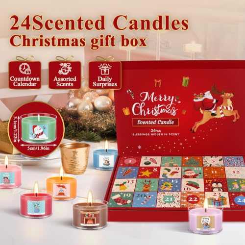 Howemon 24 Days Advent Calendar Candles 2026 – 24 Variety Scented Soy Wax Gift Set (#1)