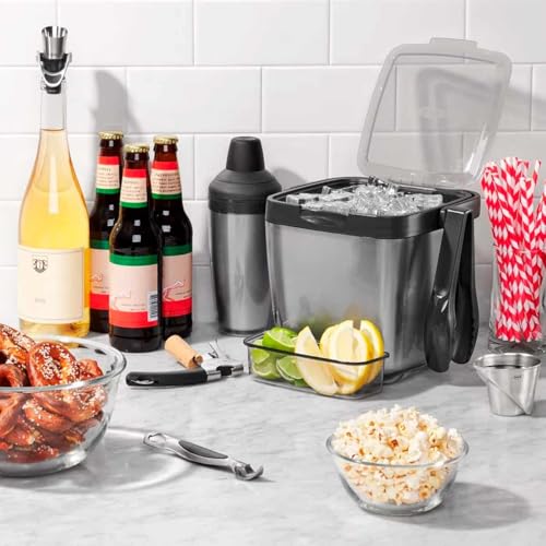OXO Good Grips Double Wall Ice Bucket with Tongs & Garnish Tray – Pack of 1