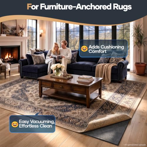 1/4 Inch Thick Felt Rug Pad for Hard Floors - 10 x 14 Ft Area Rug Underlay