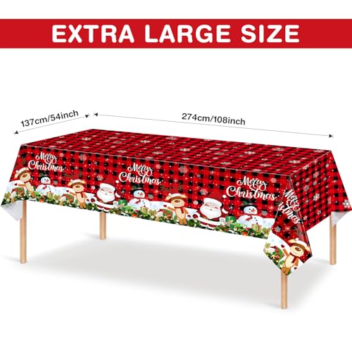 3 Pack Christmas Plastic Tablecloths 54 x 108 Inches Holiday Party Decorations