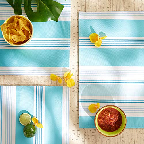 DII Summer Stripe Outdoor Tabletop Collection, Multi-use, Machine Washable, Reversible Placemat Set, 13x19, Beach House