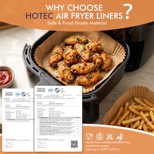 8-Inch Square Air Fryer Parchment Paper Liners, 300-Count Non-Stick Sheets