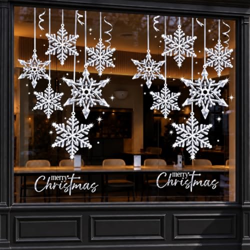 Heirloom Haven Silvery Snowflake 4Pcs Window Decals - Static Cling