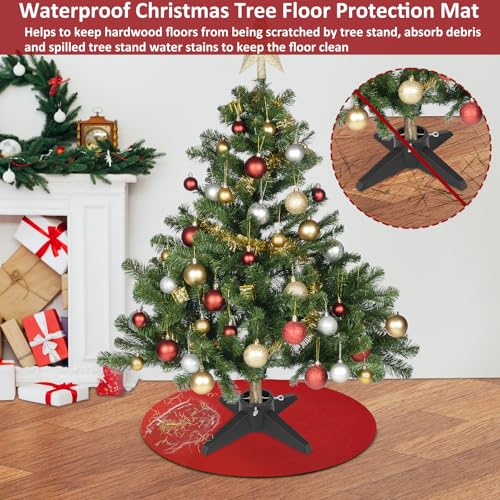 Reversible Christmas Tree Stand Mat - 28 Inch Round Felt Floor Protector