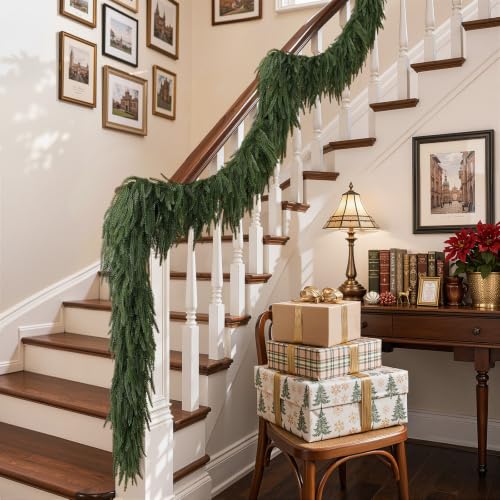 6FT Norfolk Pine Garland Set - 2 Pieces Real Touch Holiday Decor