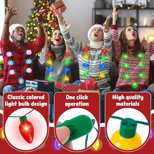 18Pcs Christmas Lights Necklace Set - Festive Holiday Party Favors & Decorations