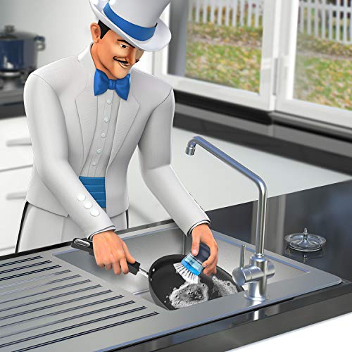Soap Dispensing Palm Brush with Storage Set - Non-Scratch Dish Scrubber