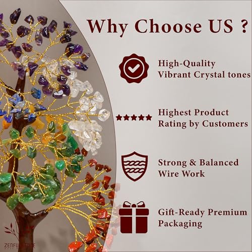 7 Chakra Tree of Life Crystal Tree - Handmade Gemstone Decor