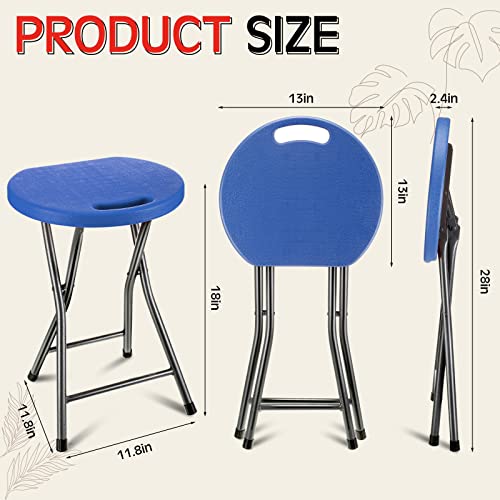 Set of 6 Portable Folding Stools, 18-Inch Stackable Chairs with Handle