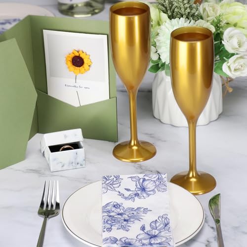 XUWAIDSGN Gold 24-count 5.4 oz Unbreakable Acrylic Champagne Flutes – Mimosa / Toasting Glasses