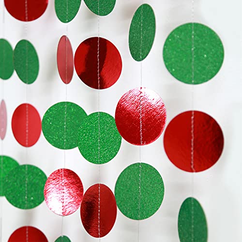 Red Green Dots Party Garland Banner - 2 Pack, 26 Feet Long for Weddings and Birthdays