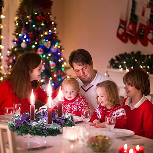 13-Inch Purple Advent Wreath Candle Holder for Christmas Table Decor