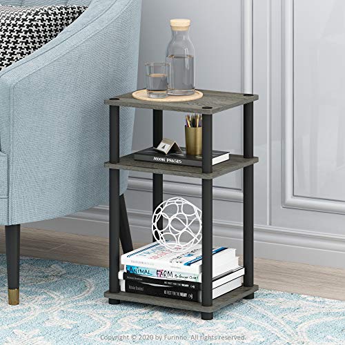 3-Tier Toolless Side Table - Compact Open Shelf End Table & Nightstand