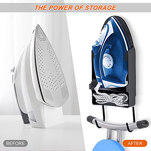 Pensino Black Wall Mount Ironing Board & Iron Holder, Heat Resistant Up to 200°C