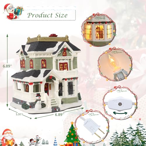 Lighted Christmas Village House - Ceramic Indoor Holiday Decor with LED
