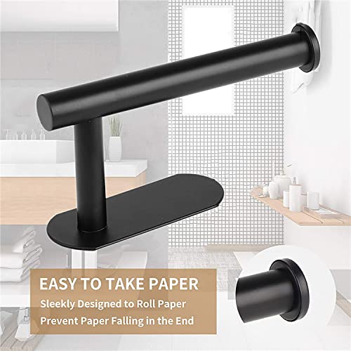 JOPOFI Matte Black Adhesive Toilet Paper Holder - Stainless Steel Wall Mount