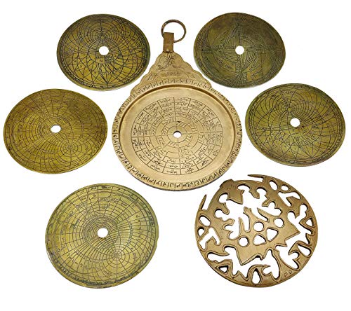 8.5-inch Brass Arabic Astrolabe Wall Decor - Antique Replica for Home & Gifting