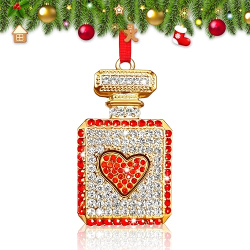 Perfume Bottle Christmas Ornament - Metal Makeup & Fragrance Tree Decor
