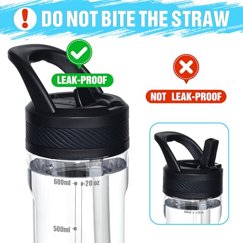 Clear Kids Water Bottle with Straw 20oz Leakproof BPA-Free Tritan