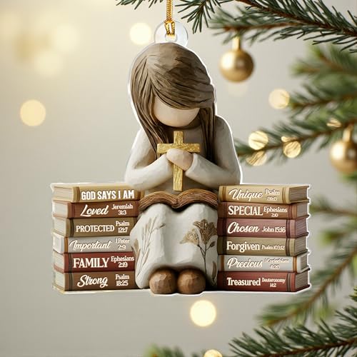 God Says I Am Christian Christmas Ornament 2026 Faith Gift for Women - Kat_lh Version