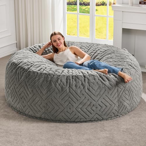 5ft Giant Memory Foam Bean Bag Chair - Washable Grey Adult Lounger