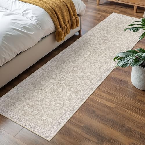 2x7 Washable Runner Rug, Non-Slip Vintage Floral Area Rug for Hallway Kitchen