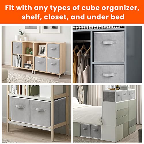 11-Inch Fabric Storage Cubes 8-Pack Collapsible Closet Organizer Bins Grey